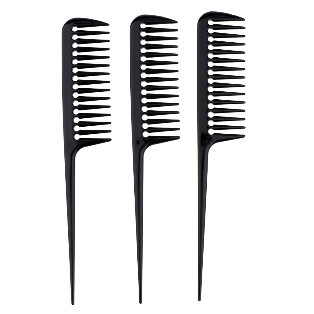 3Pcs Barber Plastic Hair Teasing Comb Lifting Back Combing Brush Rat Tail