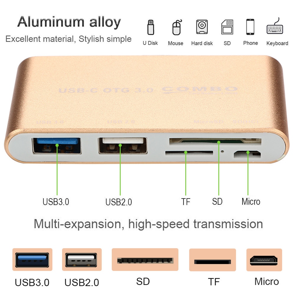Ouhaobin Multifunctionele Usb 3.0 Micro Usb Otg Combo Kaartlezer Aluminium Hub Usb Hubs Voor Telefoon Pc computer Randapparatuur