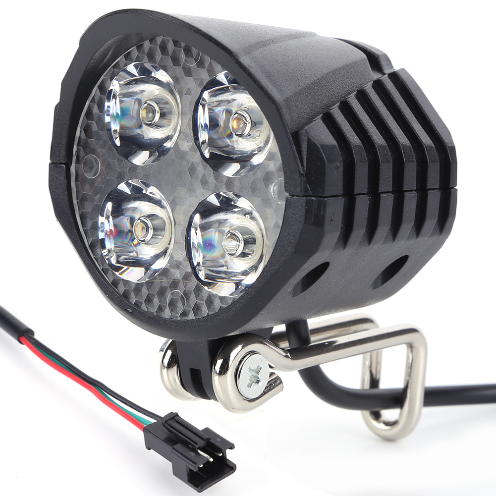Luz de bocina para bicicleta eléctrica de 48V, faro LED para patinete eléctrico de alta potencia, lámpara frontal impermeable, accesorios para ciclismo al aire libre: Gris claro