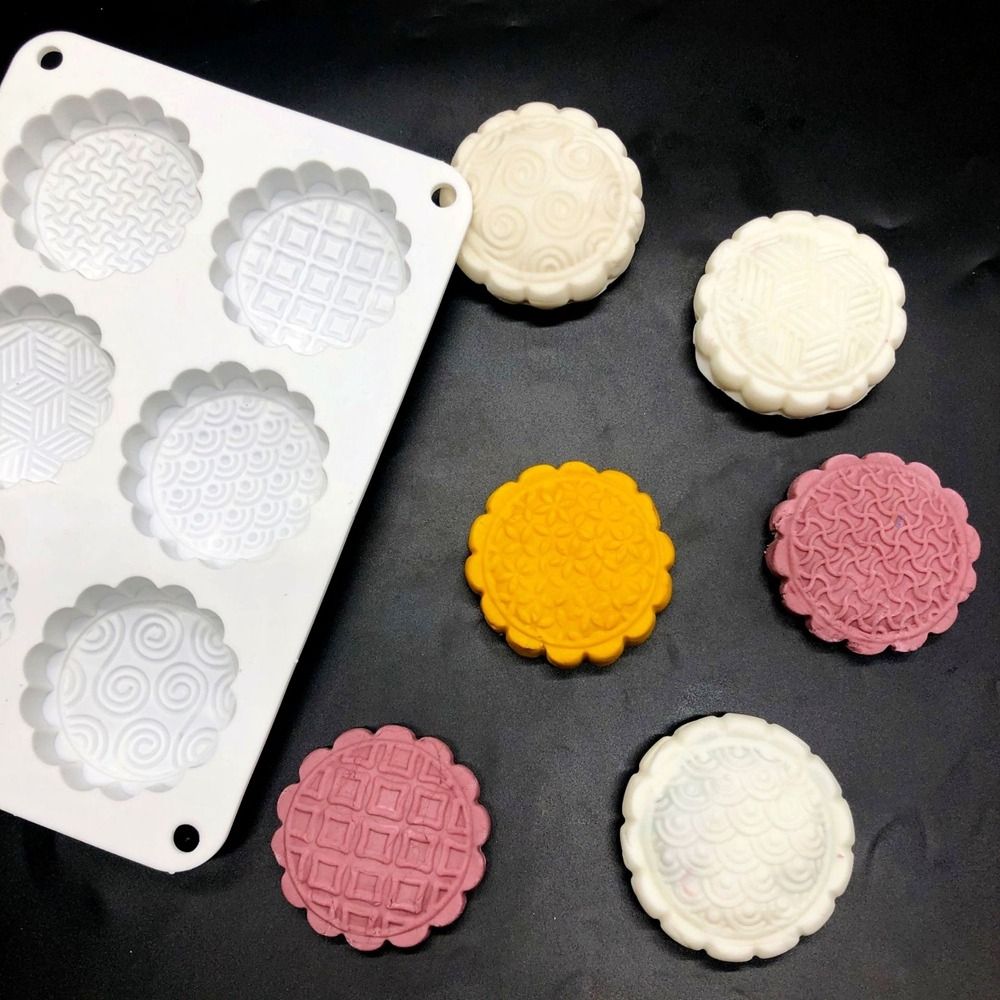 Kaarsvorm 3D 6-gaats Mooncake-vorm Siliconen reliëf koekjesvorm Chinese stijl non-stick Mung Bean Mold Mid-Autumn Festivals