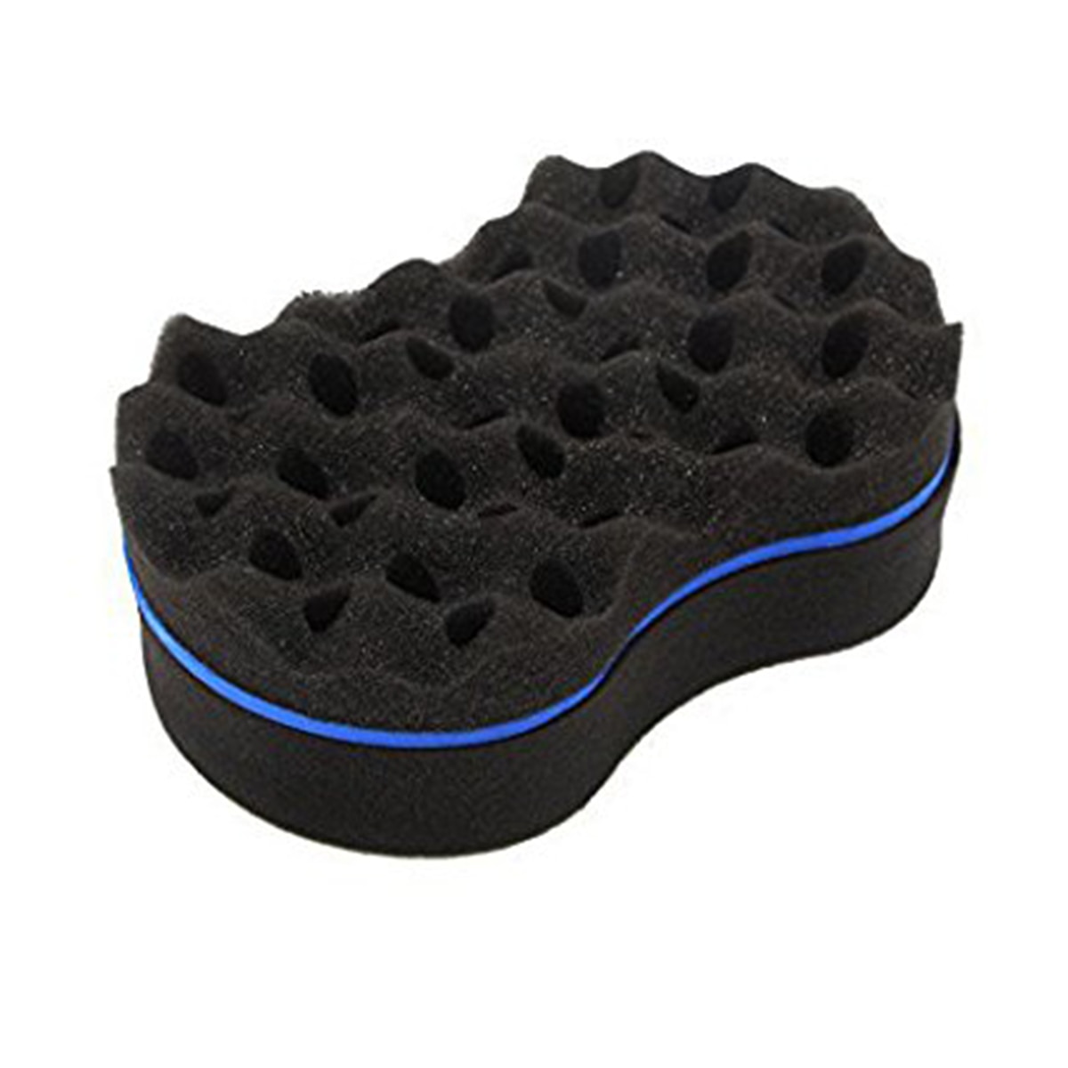Double Sided Wave-Shaped Sponge Brushes Multi-Holes Side Braid Twist Hair Curl Sponge Brush Hair Styling Tools Hair Rollers: Black blue
