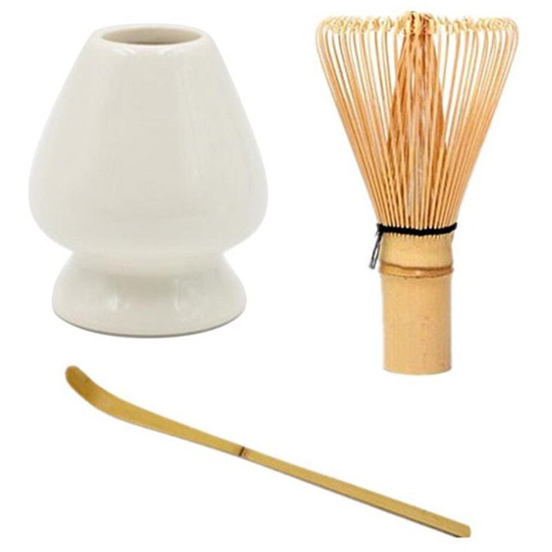 Bambú japonés Matcha batidora té verde batidor de polvo Chasen la ceremonia del té de bambú cepillo herramienta amoladora: White