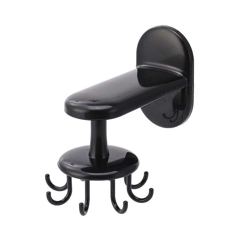 360° Rotating Utensil Rack Hook Holder Wall Kitchen Tool Storage Holders For Bathroom Door Cabinet Shelves Hanging Organizer: black