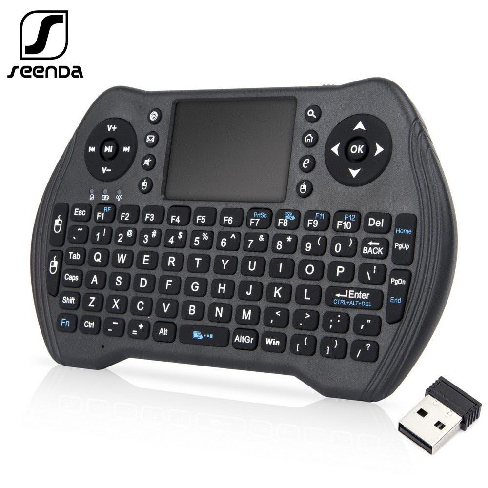 SeenDa 2.4Ghz clavier sans fil pour Android Smart TV Box ordinateur portable fenêtres avec pavé tactile Mini clavier 3 Backlits anglais russe