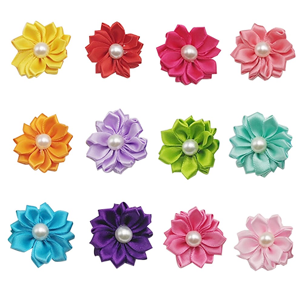 Flower Dog Hair Bows Long Hair Pet Dogs Bows Rubber Band Cat Puppy Hair Clips Pet Grooming Bow Dog Accessories Perros