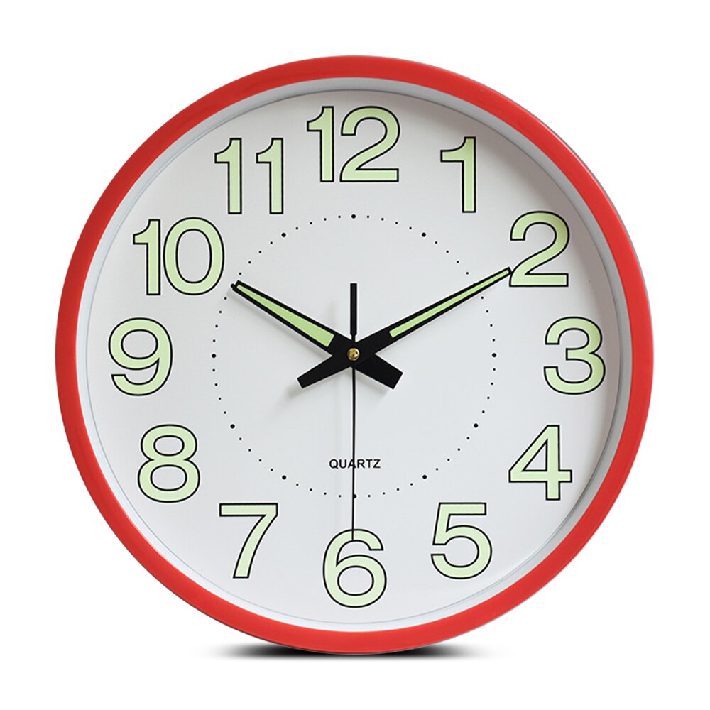 Decorative Wall Clock Luminous Glow In Dark Quartz Plastic Watch Home Decor Mute Living Room Digital Wall Clocks: Red