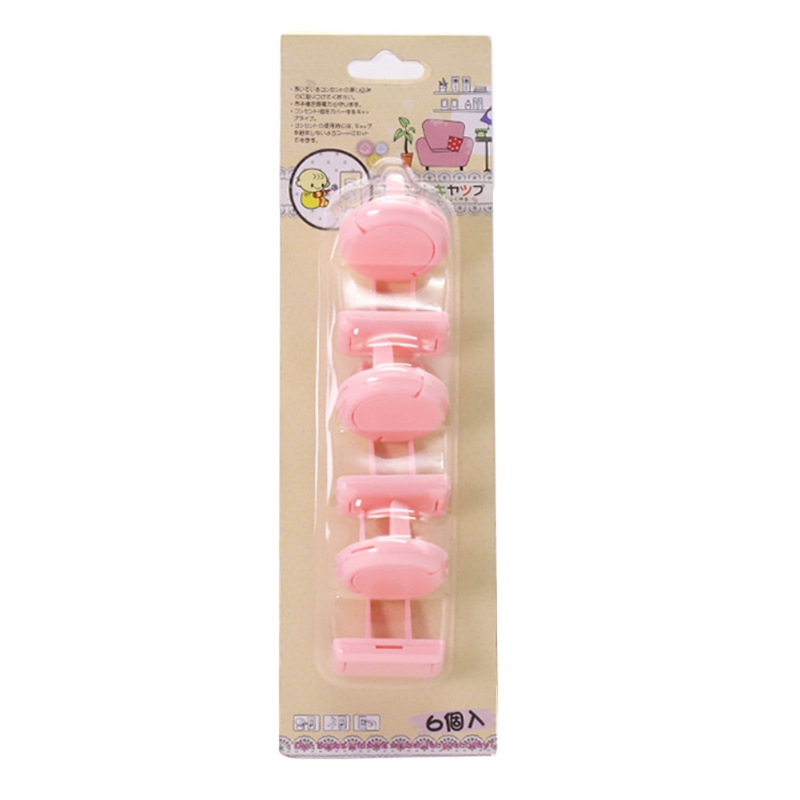 Elektrische Veiligheid Power Bescherming Socket Cover Grote 6-Pack Japanse Stijl Kind Baby Anti-Elektrische Schok Sockets2020: Roze