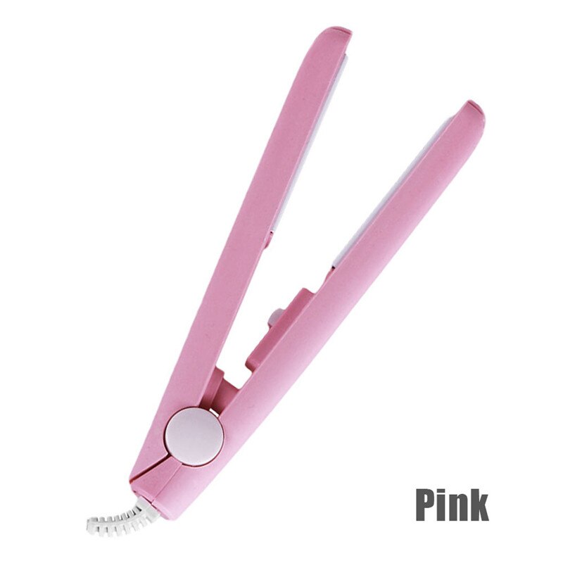 MIni plancha de pelo para niña, plancha alisadora para el cabello, rizador de pelo, plancha plana portátil para mujer, ondas para el cabello: Pink