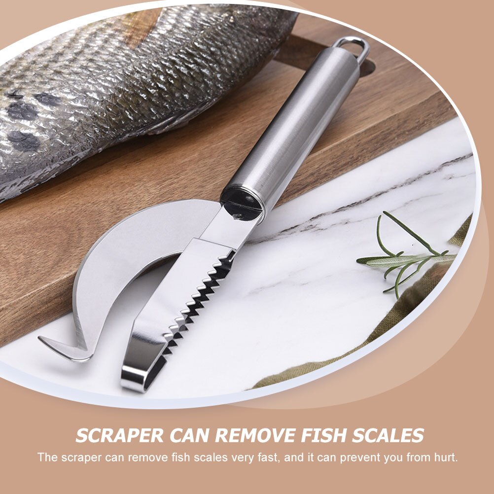 2pcs Convenient Fish Scale Scrapers Fish Cutters Fish Cleaning Gadgets (Silver)