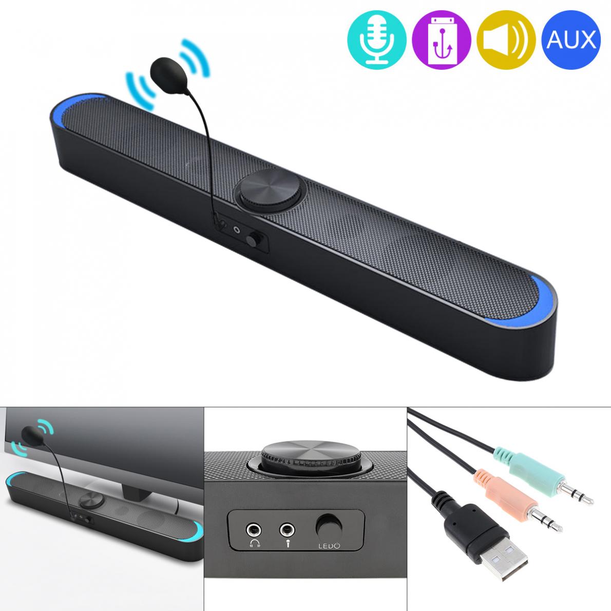 Sada V-198 Soundbars Luidspreker Mobiele Telefoon Computer Universele Mini Strip Speaker Stereo Surround Sound Met Microfoon