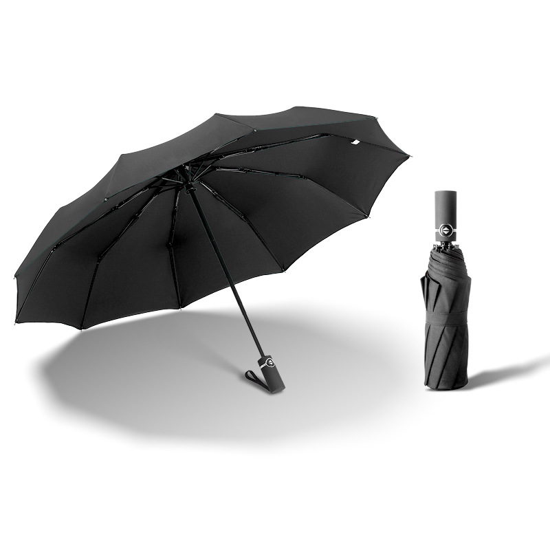 Starke Wind Beständig Doppel Voll-automatische Regenschirm Falten 10K Große Glasfaser Sonnenschirm Regen Für Frauen Männer Geschäft Regenschirme: Schwarz