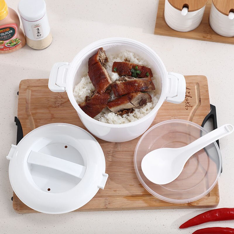 Microwave oven special utensils steaming rice cooker household thickening heating cooking rice box plastic pot with lid