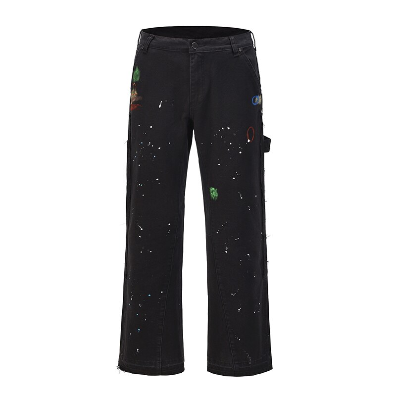 Pantalones acampanados de pierna ancha para hombre, ropa de calle informal de pierna recta, Vaqueros retro lavados recubiertos de agua