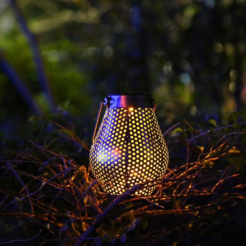 Retro tuinzonnelamp, uitgeholde esdoornbladschaduwlantaarn, hangende holle verlichting, waterdichte buitenlamp voor in de tuin