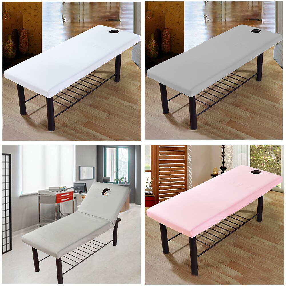 Pure Color Elastic Beauty Bed Cover For Beauty Salon Spa Massage Bed Table Couch Bedding Cover with Face Breath Hole 190x70cm
