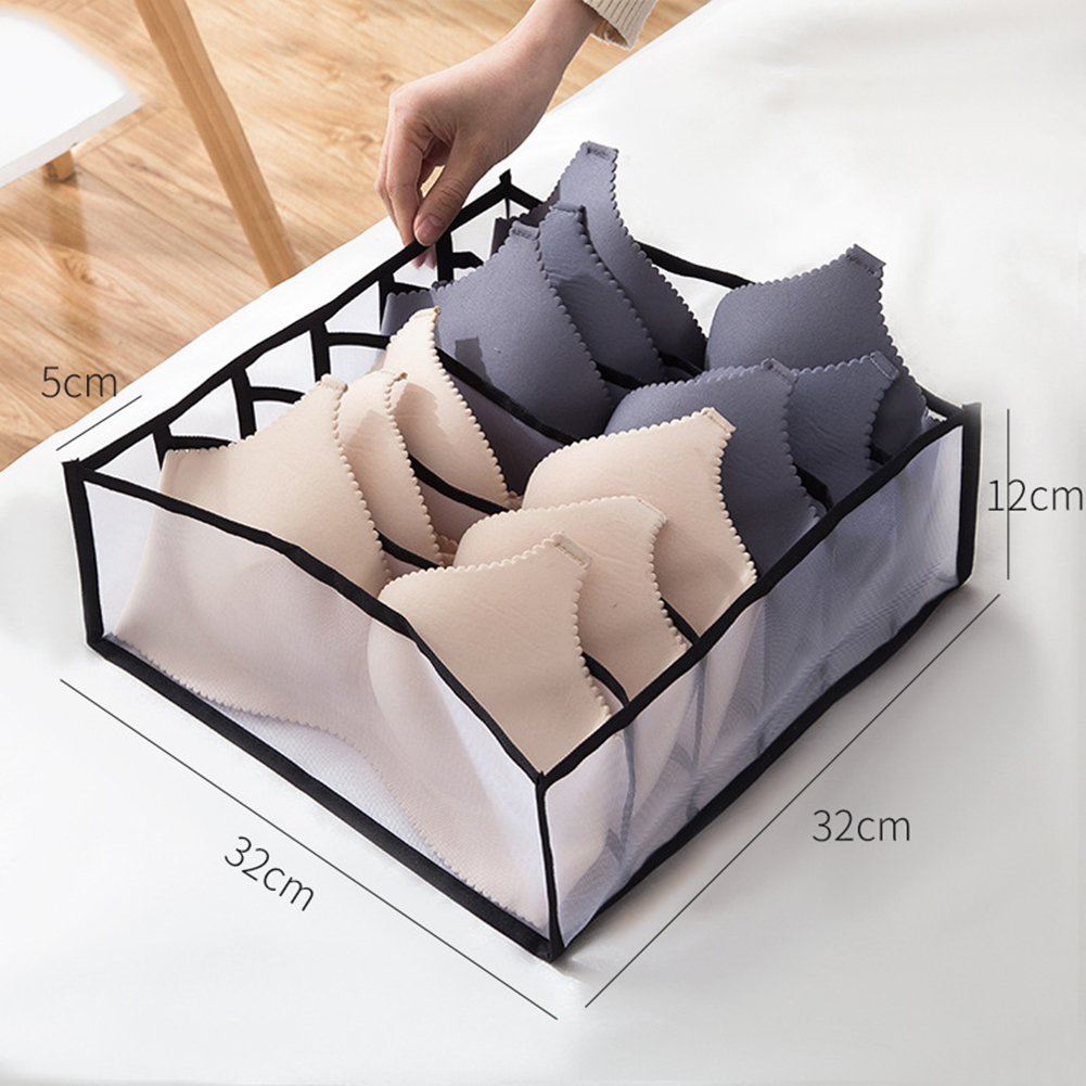 Boîte de rangement pliable pour sous-vêtements, 1 unité, organiseur de tiroir pour sous-vêtements, chaussettes et soutien-gorge: Black 6 Grids