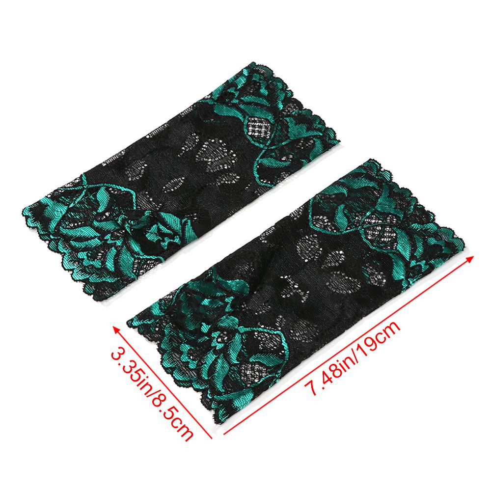 Women Sexy Fingerless Gloves Half Finger Sunscreen Short Lace Gloves Rose Flower Pattern Festival Gloves