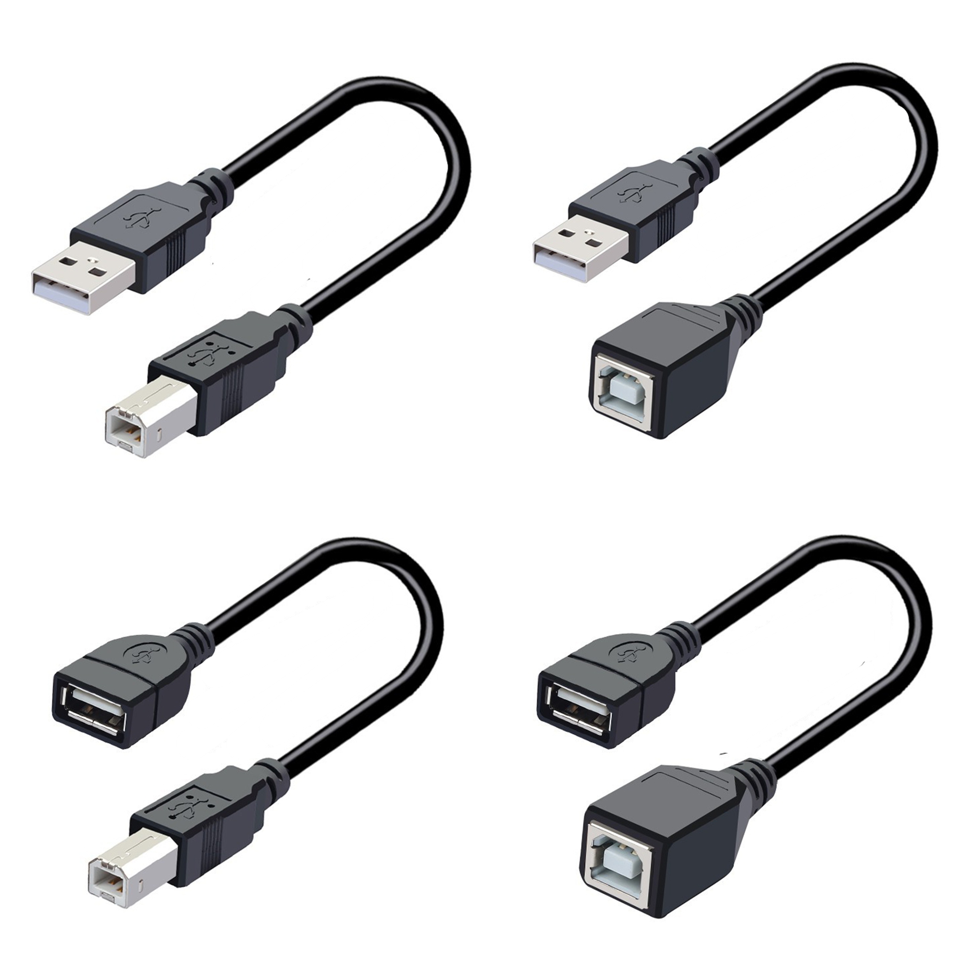 USB 2.0 Type A Female To USB B Male Scanner Printer Cable USB Printer Extension Scanner Laptops Hard Drive Box Adapter Cord 30cm