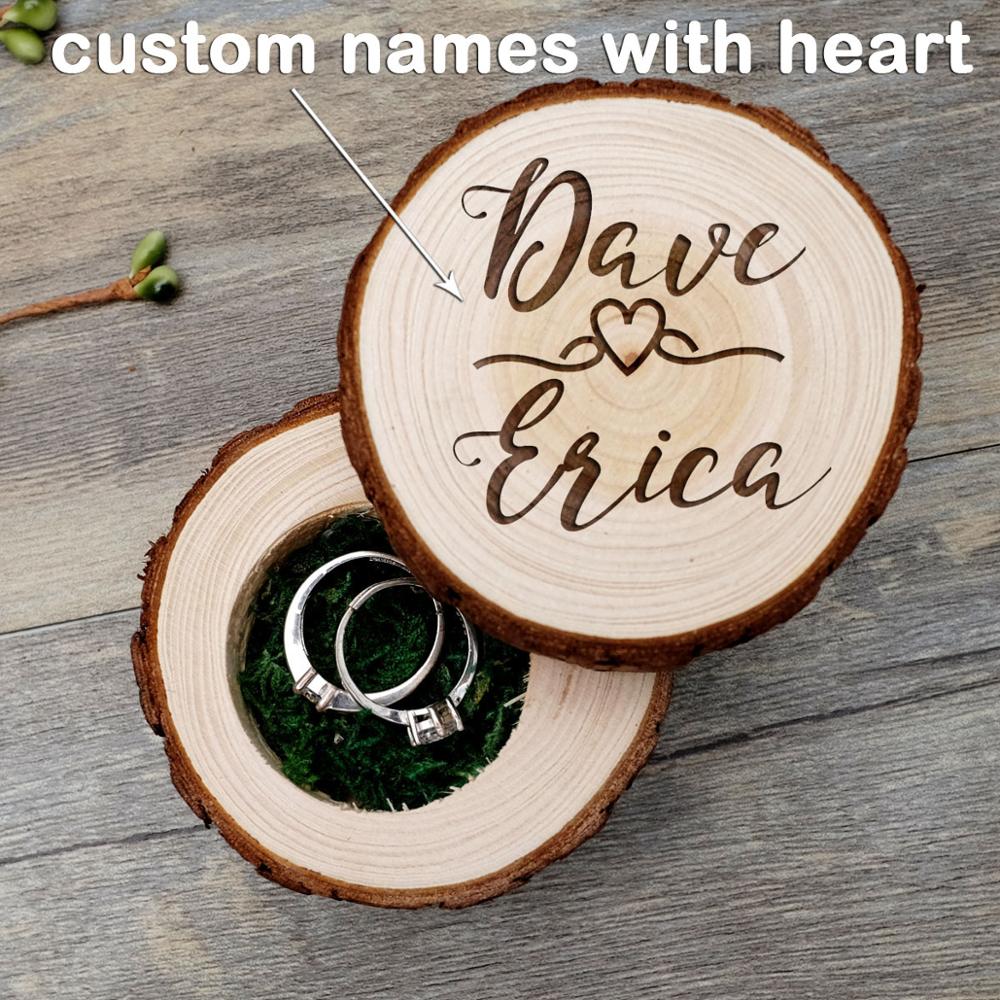 Rustic Wedding Ring Box - Natural Wood - Personalized Engagement Holder - Ring Bearer Box: No.3 / Small