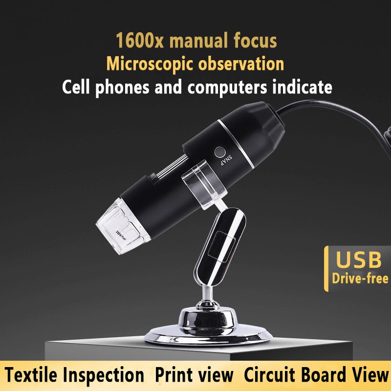 Caméra web macro HD pour ordinateur web, Microscope industriel, loupe de Zoom, ordinateur de bureau et ordinateur portable USB sans pilote avec LED lumières