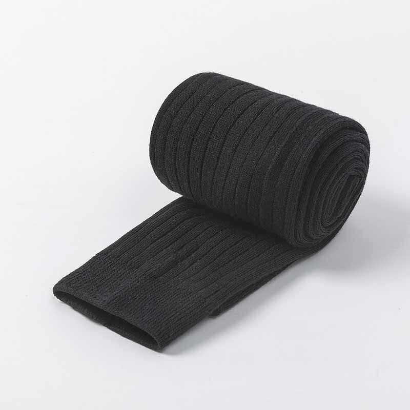 Herfst Dubbele Naald Kinderen Leggings Peuter Meisjes Kleding Gekamd Katoen Geribbelde Kinderen Leggings Zachte Gebreide Broek Voor Meisjes: black / L fIt 90-100cm