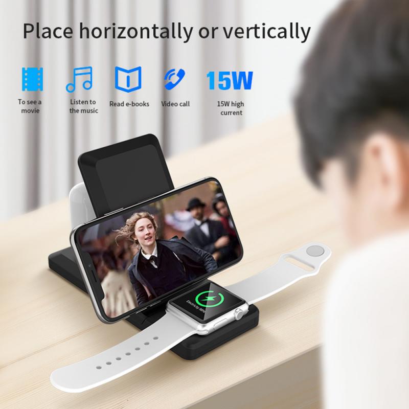 15W Folding Three In One Wireless Charging Three In One Charger Multi Function Mobile Phone Wireless Charging Bracket