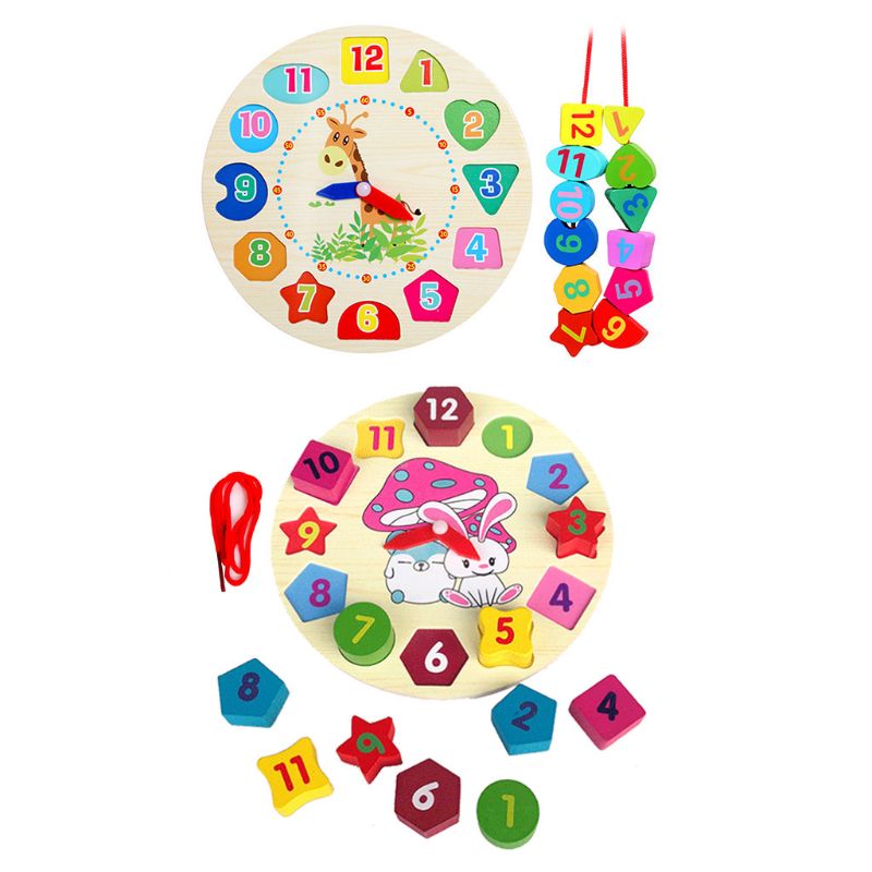 Cartone animato di Legno Orologio di Apprendimento Educativo di Smistamento di puzzle Orologio Cognizione Gioco Giocattolo per I Bambini Del bambino Dei Bambini Del