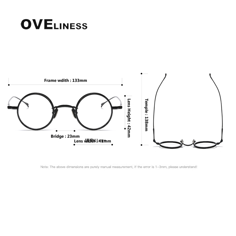 Montura de gafas de titanio puro para hombre, monturas de gafas graduadas ópticas redondas Vintage para miopía, gafas Retro Titan para mujer 2025