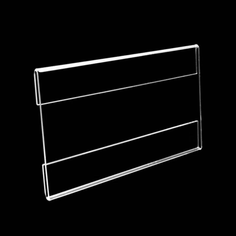 10 stuks 5*7.5cm winkel toonbankstandaards platte stok stijl mini doorzichtige plastic bureaubord prijskaartje display houder decoraties: Stok stijl