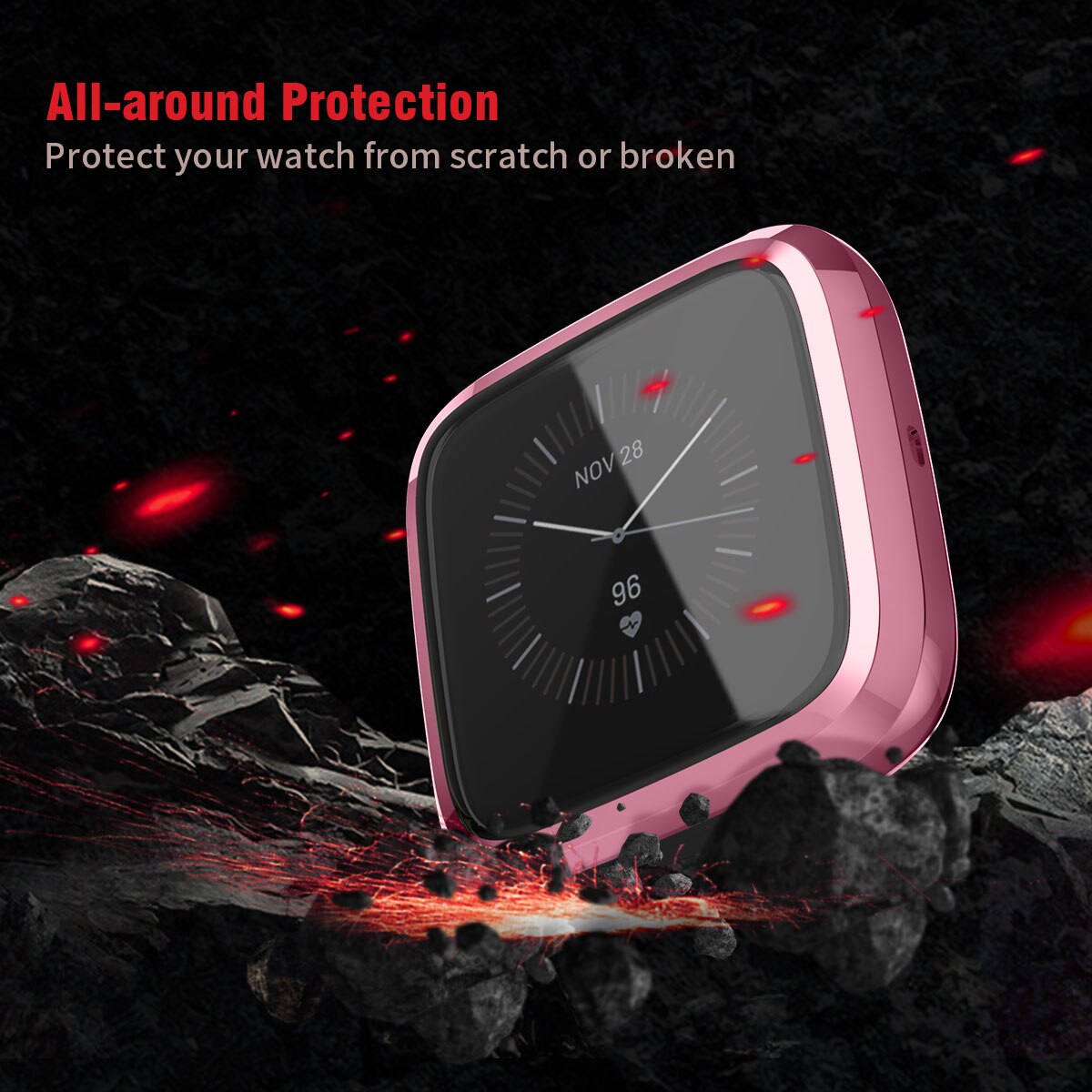 Fitbit versa 2 fodral plätering+tpu skydd silikonfodral helskärmsskydd för fitbit versa 2 fodral 61018