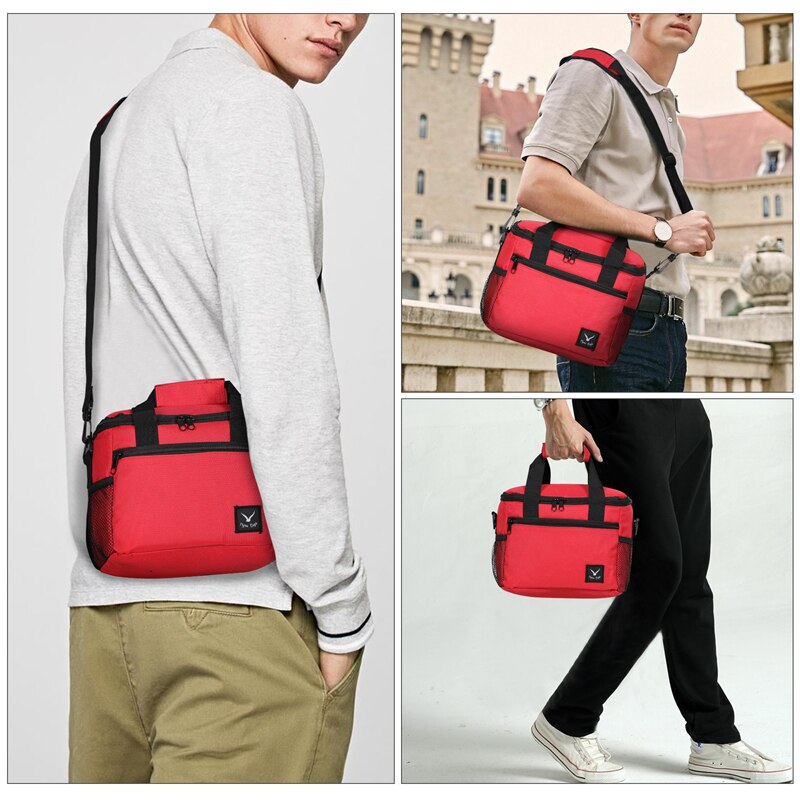 VEEVANV Waterproof Cooler Bags Thermal Bag Men Portable Insulated Lunch Bags Picnic Food Women Tote Storage Lunch Box Red Black