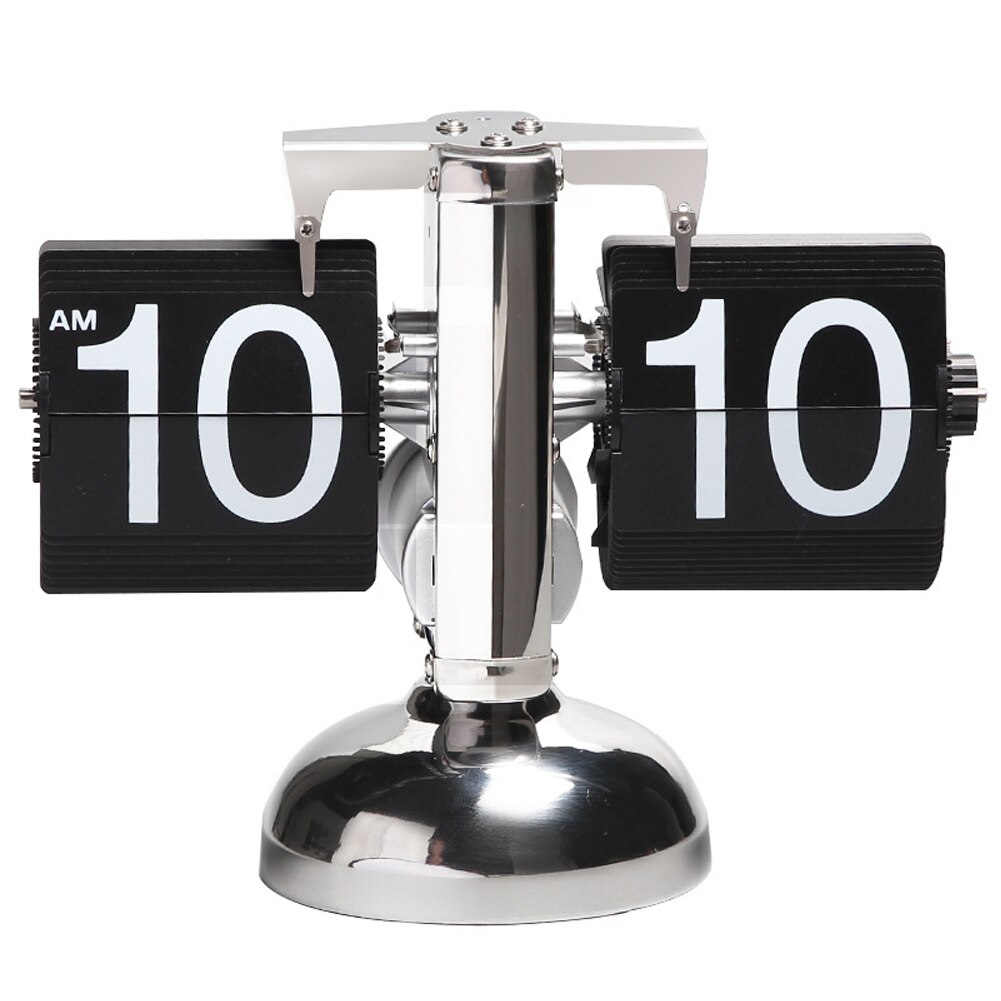 Flip Digital Clock Small Scale Table Clock Retro Flip Clock Stainless Steel Flip Internal Gear Operated Quartz Clock Home Decor