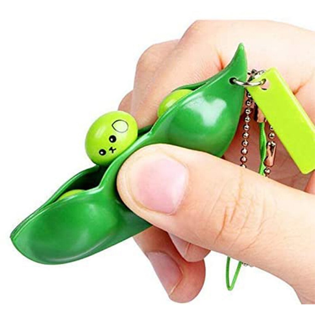 Stress Relief Toys Anti-Anxiety Keyring Squeeze Bean Peanut Pendant Toys Relieve Decompression Toys Infinite Squeeze Chain Key