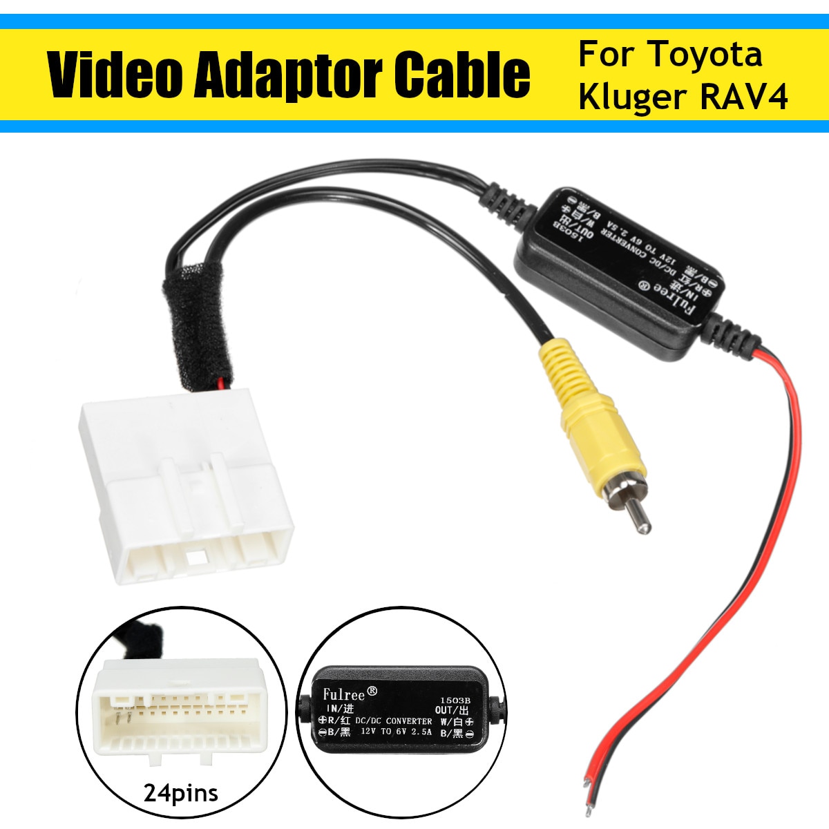 24pin Video Adapter Kabel Achteruitrijcamera GPS Bedrading Connector Voor Toyota Kluger RAV4