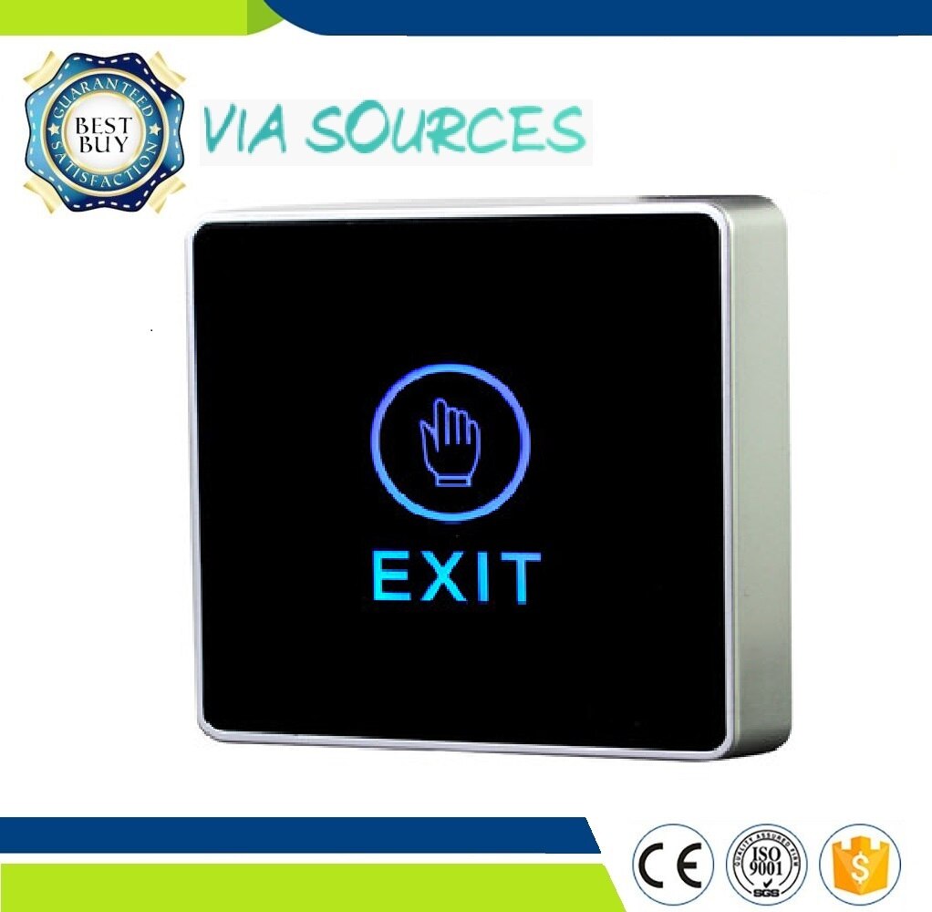 Blue Backlight Touch Exit Button Infrared Contactless Door Release Switch for Access Control System Square