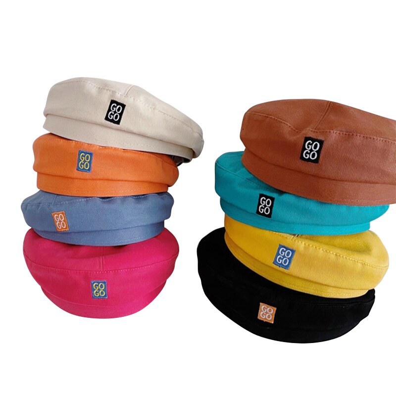 Béret pour enfants de 2 à 6 ans, chapeau de bébé avec lettres brodées, coréenne de printemps, couleur bonbon, accessoires pour enfants,