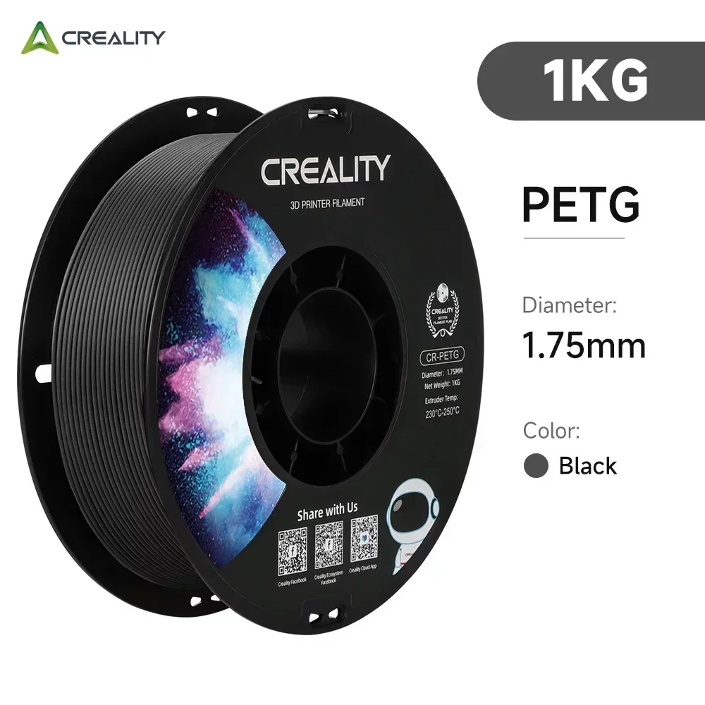 Creality cr-petg filament 1kg 1.75mm 3d printerfilament 3d printmaterialer kompatibel med alle creality fdm-printere: Hvid