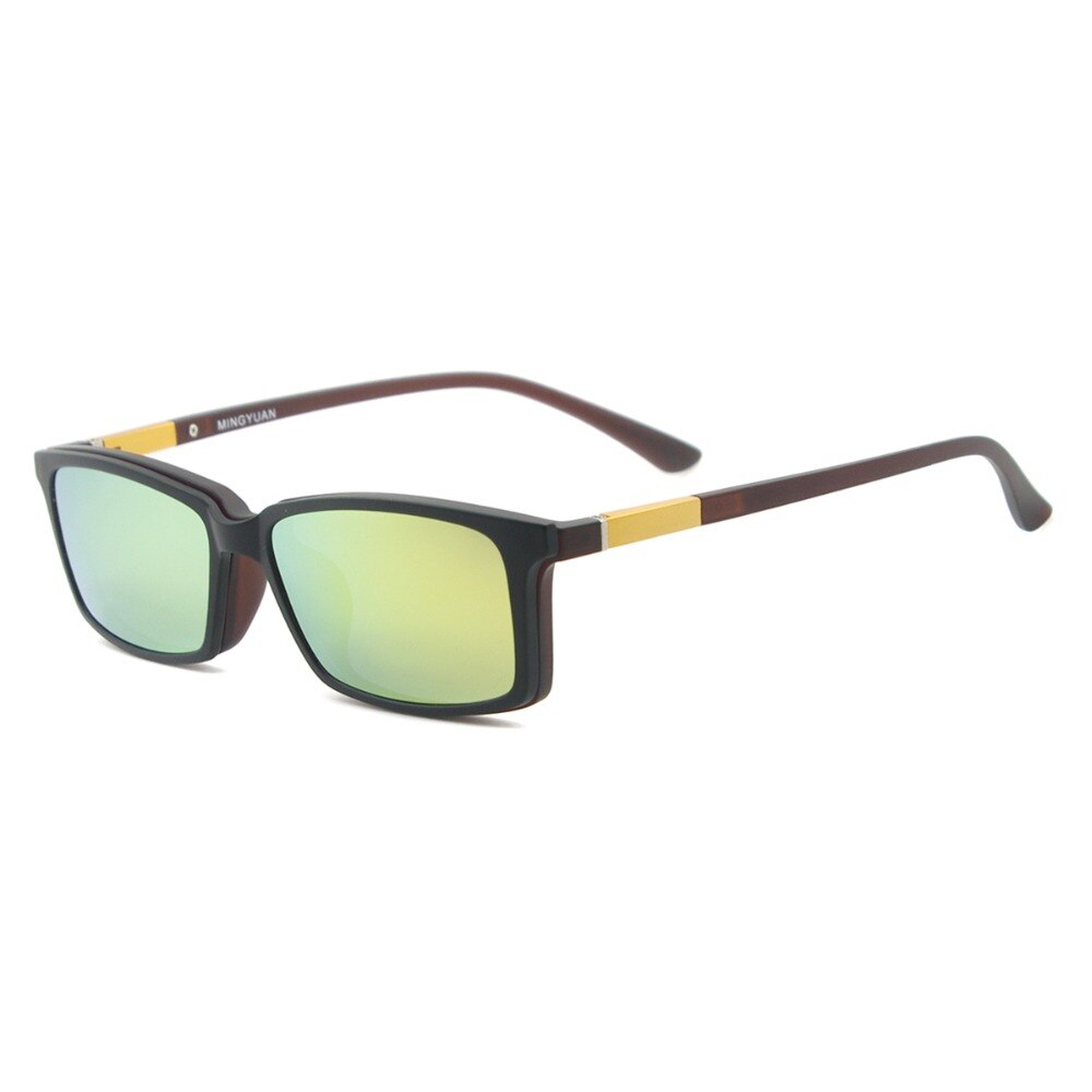 TendaGlasses Lightweight Flexible Rectangular TR90 Men Women Prescription Eyeglass Frame with Polarized Clip On Sunglasses