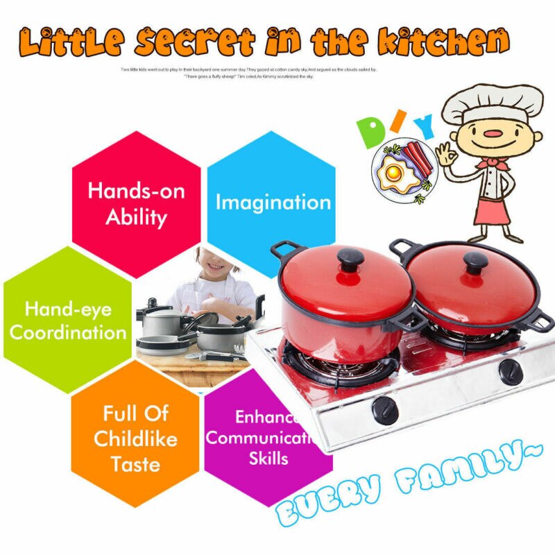 13PCS Toddler Girls Baby Kids Play House Toy Newest Kitchen Utensils Cooking Pots Pans Food Dishes Cookware