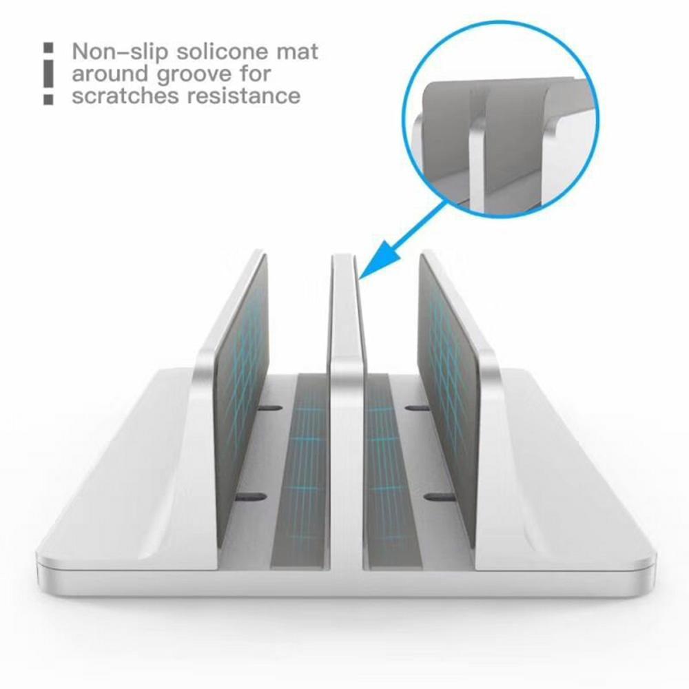 ALLOYSEED 2 Slot Vertical Laptop Stand Bookshelf Adjustable Integrated Forming Process 3D Surface Notebook Desk Support Bracket