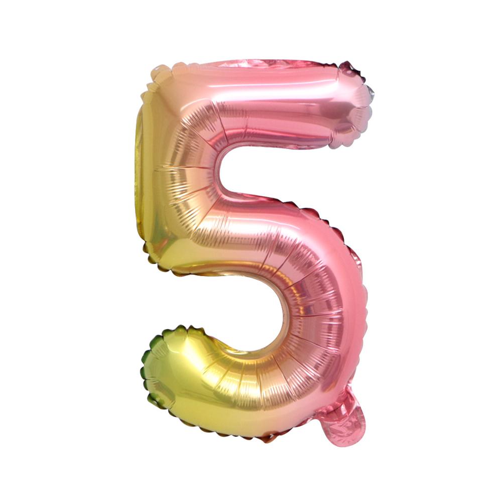 1pcs Rainbow Number Balloons Gradient Heart Star Love Happy Birthday Balloons for Birthday Baby Shower Anniversary Wedding Party: number 5