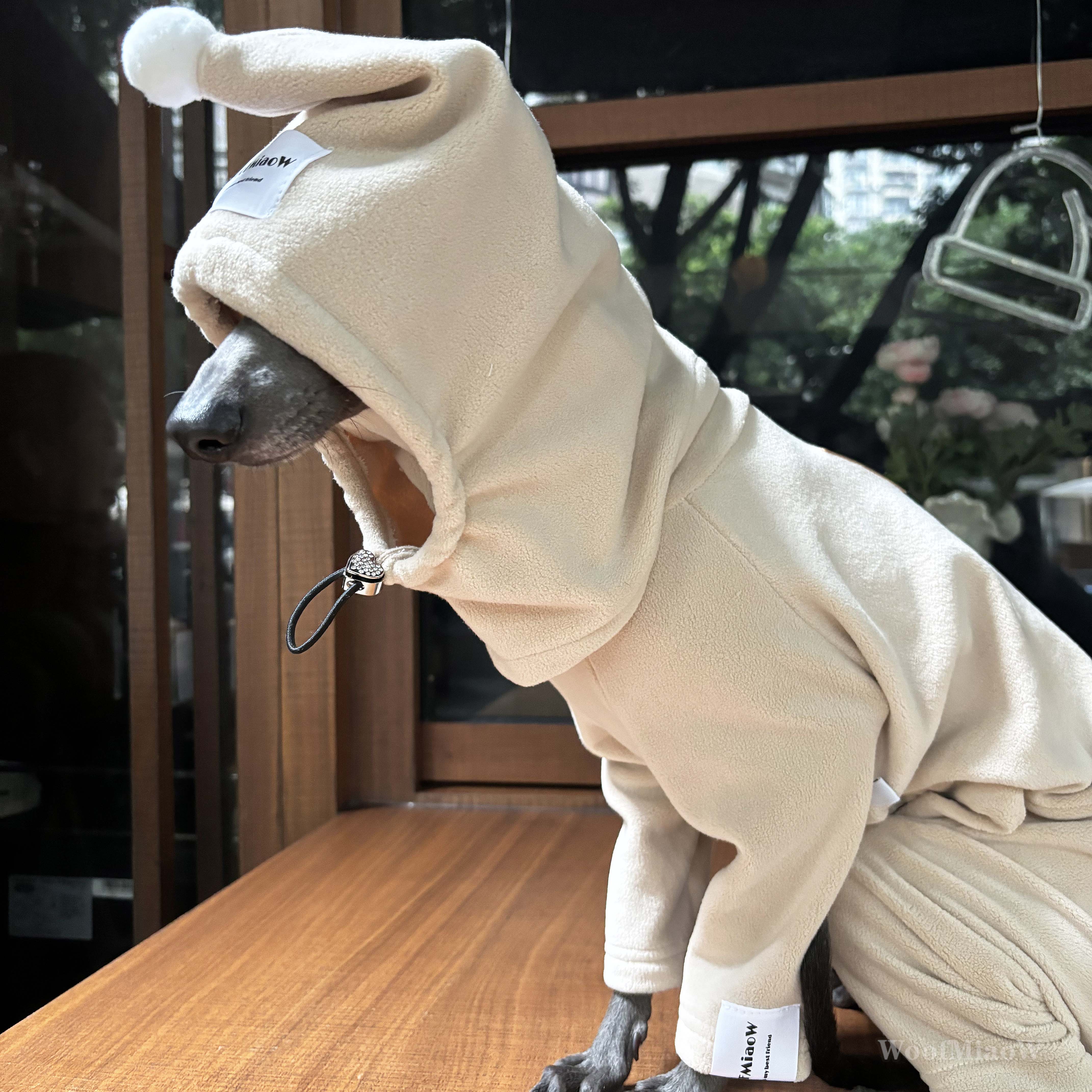 Dog Clothes for Italian Greyho with Hat Pure Color Four-legged Clothing Soft Stretchy Whippet Clothing Winter Warm Dog Clothing
