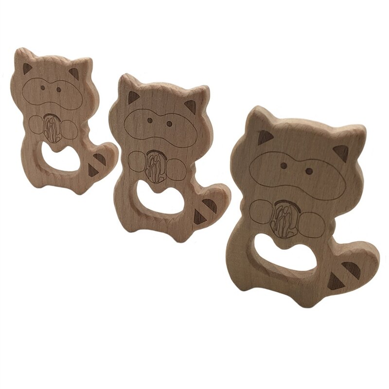 FAI DA TE Del bambino Palestra Giocattoli Procione Elefante Gufo pigrizia Dentizione Giocattoli di Legno di Legno Del Pendente Della Collana di Grado Alimentare di Legno Giocattoli Teether