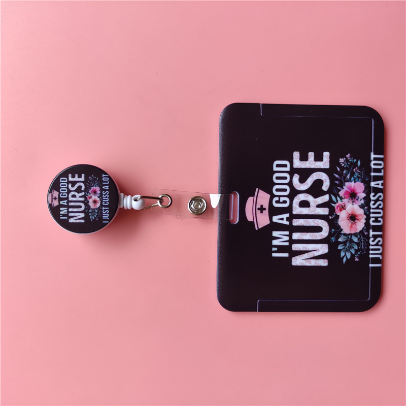 Doctor Nurse Cute Name ID Badge Holder Hard Case with Neck Lanyard Bus Card Holder Keychain Strip Set for Nurse Name Card Case: Deep Green