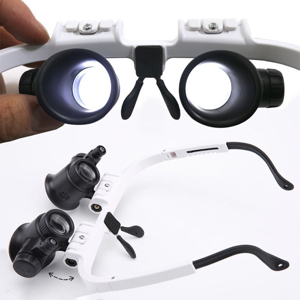 Head Mounted Glasses Magnifier With LED Light Magnifying Glass led lupa For Watchmaker Jewelry Optical Len Glass Magnifier Loupe