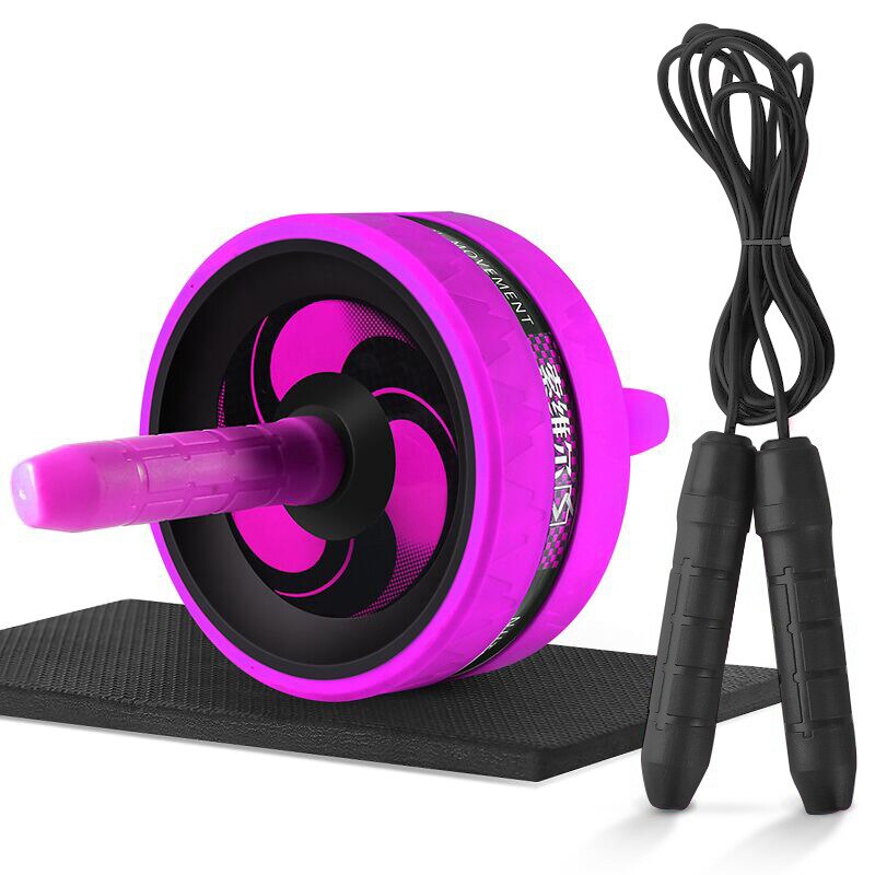 2 In 1 Ab Roller & Springtouw Geen Lawaai Abdominale Wiel Ab Roller Met Mat Voor Home Gym Spier arm Taille Oefening Fitness Apparatuur: Purple with Rope