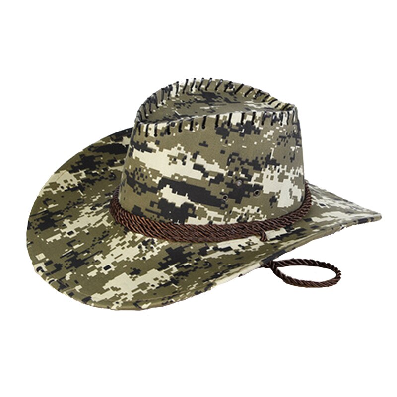 Unisex Summer Straw Camouflage Western Cowboy Hat Leisure Straw Hat UV Protection Outdoor Jazz Brimmed Hiking Sport: 9