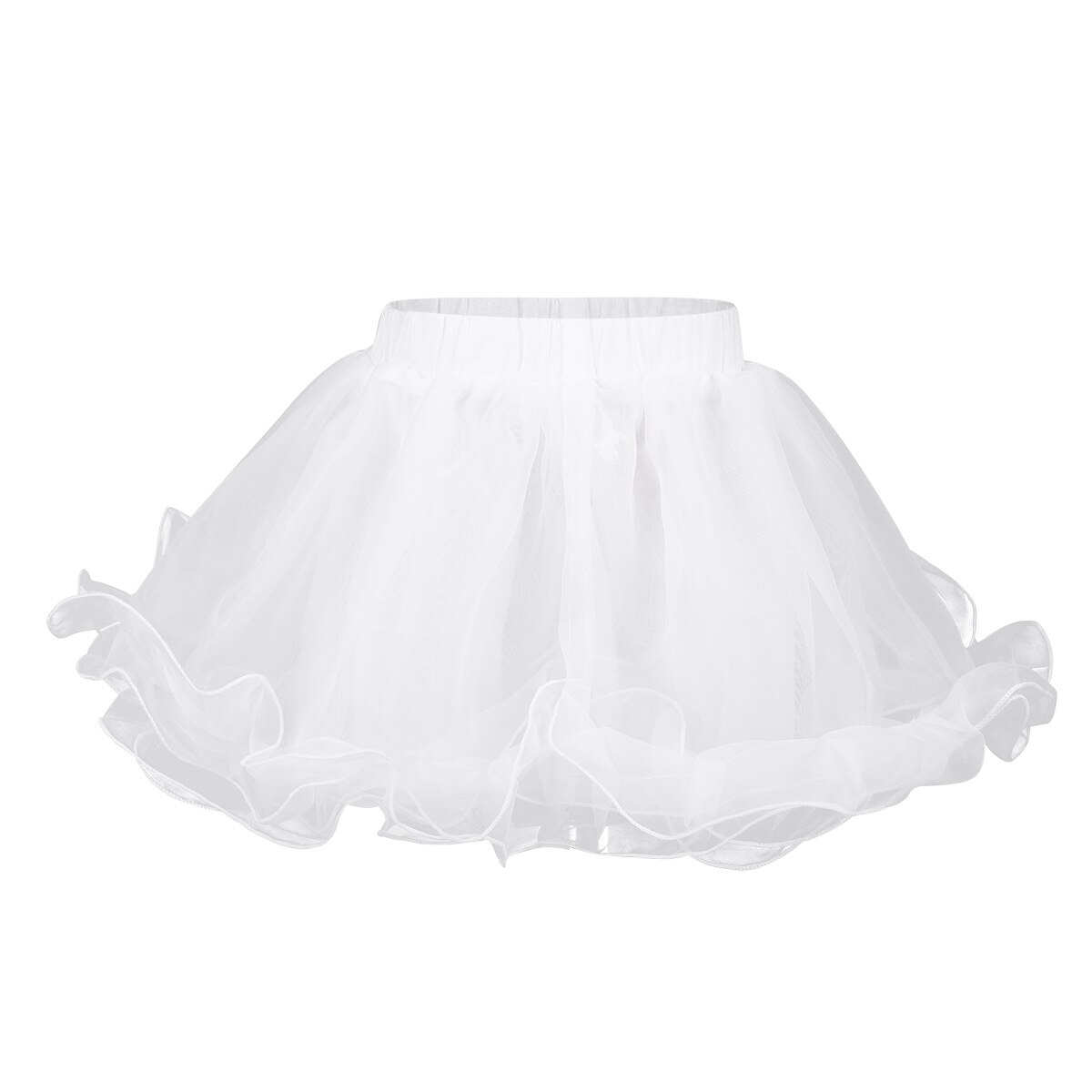 Jupon court blanc pour filles, jupe de mariage Crinoline 3 couches, sous-jupe en Organza pour fête, jupe Tutu blanche pour danse de Ballet: 7-8T