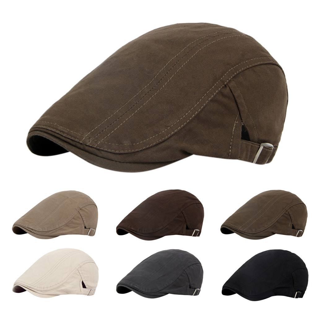 Boina clásica de algodón estilo occidental para hombre, gorro de vendedor de periódicos, estilo británico, clásico, Vintage, Color sólido, para Otoño e Invierno