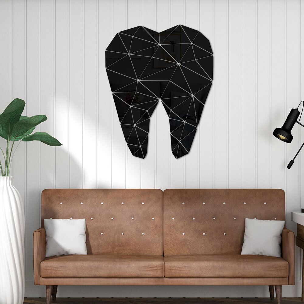 Miroir acrylique mural en forme de dent | Autocollant pour praticiens dentaires, clinique, stomatologique, orthodontie d'hôpital, salle d'art, étui